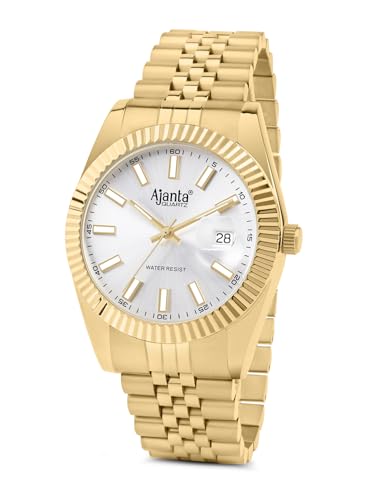 Image of Ajanta Quartz Monaco Men's Analog Watch|| Stainless Steel Bracelet Strap | Day & Date Display | Water Resistant | Fashion Wrist Watch for Men
