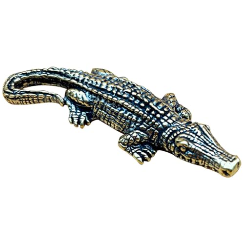 Figura pequeña cocodrilo en bronce para decoración de escritorio miniatura 1