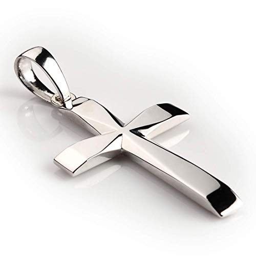 14K White Gold Cross for Men 40 mm 