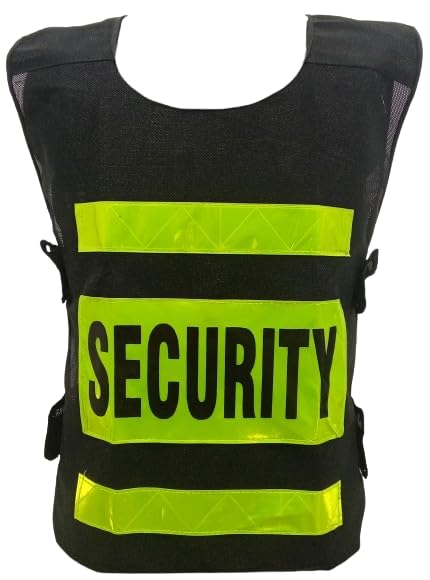 DELTECH SAFETY H12 High Visibility Reflective Security Jacket for Men, 120gsm, 2H Yellow Reflective Tape, Security Printed, Black Fabric with Mesh (10) (B0D9XYYCPQ) Amazon Price History, Amazon Price Tracker