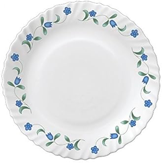 La Opala Diva Classique Collection Opal Glass Crockery | for Family of 6 | Dinner Set 33 pcs Juniper Blue | Plates & Bowls for Dining | Microwave Safe | 100% Vegetarian | Extra Strong | White