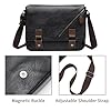 Nayubo Men's Shoulder Bag Large Capacity PU Leather Adjustable Strap Briefcase Oblique Zipper Retro Satchel Casual Messenger Bag for Travel Work Office Business (Black) #3