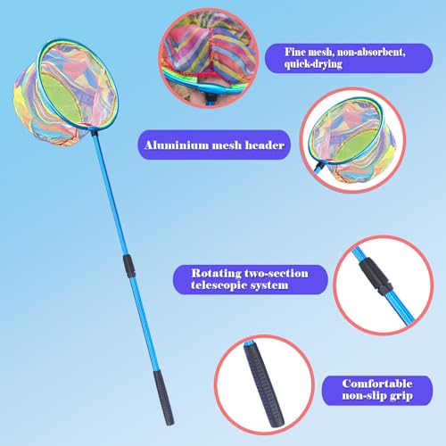 LPEIEB Fishing Net 3 Pack Retractable Lightweight Landing Net with Aluminum Rod Handle Youth Catch and Release Butterfly Nets(Black+Blue+Red) by LPEIEB - Image 3