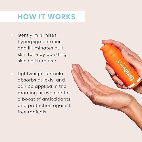 Timeless Skin Care Vitamin C Serum with Vitamin E & Ferulic Acid - 10% Vitamin C Brightening Serum - Face Serum for Oily & Dry Skin - Fragrance-Free Serum for Skin Care - 4 Fl Oz