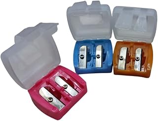 براية أقلام مكياج بفتحات مزدوجة من سلاسل، لون برتقالي