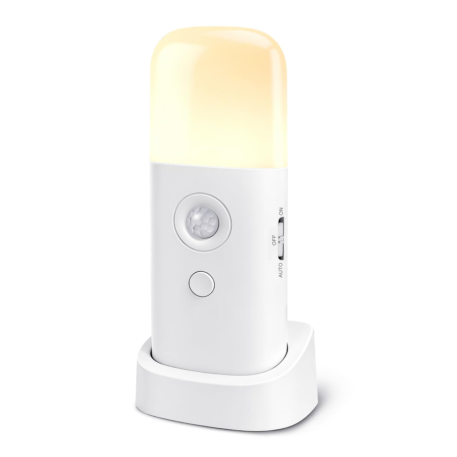 AMFUN Motion Sensor Night Light, 2000mAh Rechargeable Battery Operated Light, Portable Night Light with 5-Level Dimming, for Wardrobes, Bedrooms, Hallway - Warm Light, 1 PCS