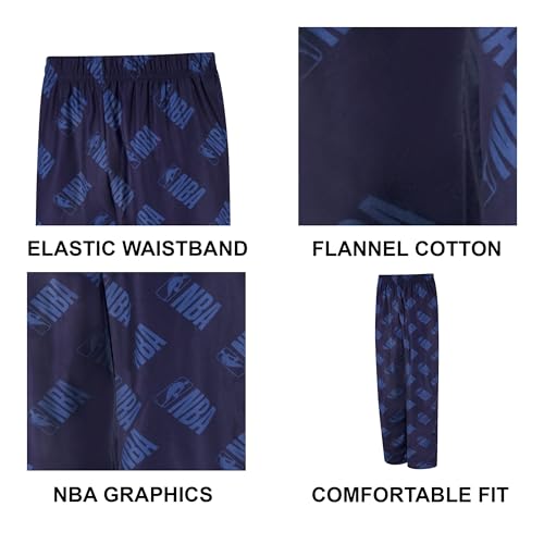 Ultra Game Adult Unisex NBA Official Logo Flannel Pajama Pants, Navy Blue3