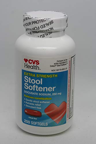 CVS Health Extra Strength Stool Softener 250mg Docusate Sodium Soft Gels, 250CT