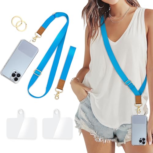 Image of Piefly Cell Phone Lanyard Crossbody Wrist Strap Adjustable for Women Blue | Travel Daily Cruise, Around the Neck, Hands-free, Universal, Fit Keys ID badge, Accessories, Compatible with Most Smartphones