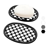 Aenfaiy 2 Pack Silicone Soap Dishes for Bar Soap, Shower Soap Holder with Efficient Drainage Holes for Bathroom Sink Kitchen Counter, Non-Slip Draining Soaps Saver Pad for Shower Niche/Shelf, Bathtub