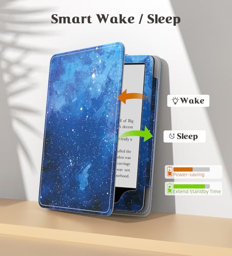 Image of MoKo Case for 7 inch /6.8 inch Kindle Paperwhite(12th /11th Gen-2024 /2021) and Kindle Paperwhite Signature Edition,Slim PU Shell Cover Case with Auto-Wake /Sleep for Kindle Paperwhite 2024, Blue Starry Sky