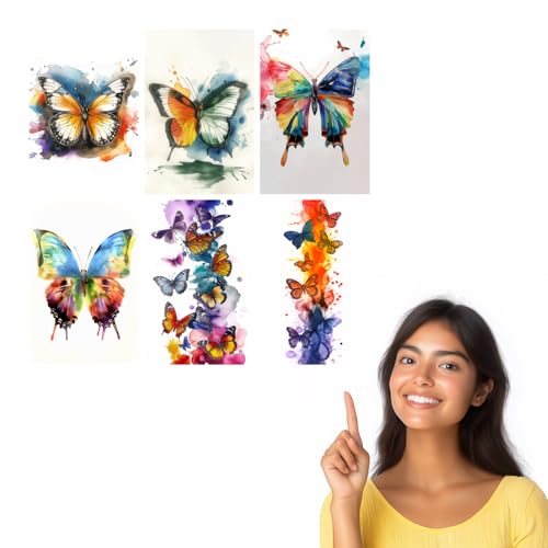 Image of SiddArtify Vibrant Watercolor Butterfly Art Print Set - 300GSM Board - 12x18 Inch - Pack of 6 Wall Room Decoration art Poster Prints