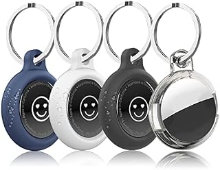 GENREEN Silicone Case AirTag Keyring,4 Pack Airtag Key Ring Holder Compatible with Apple Air Tag Case 2022,AirTag Holder with Key Ring,AirTags Keychain Tracking for Pet Key Radar Detector AirTag Case