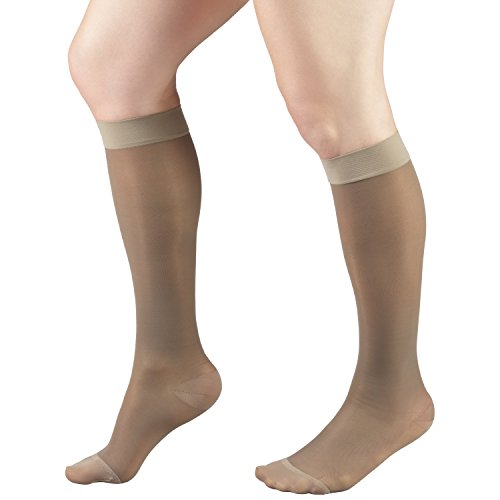 Image of Truform Sheer Compression Stockings, 15-20 mmHg, Women's Knee High Length, 20 Denier, Taupe, Small