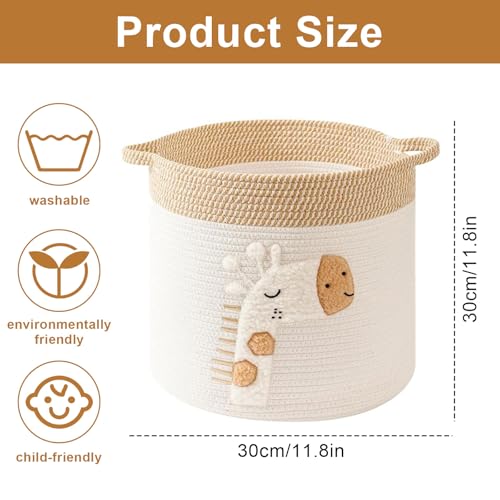 Aufbewahrungskorb Wickeltisch Korb Kinderzimmer Aufbewahrung Körbe mit Griffen, Aufbewahrungskorb Kinder aus Baumwolle für Babyzimmer Spielzeug-Organizer, Regal Bad Organizer