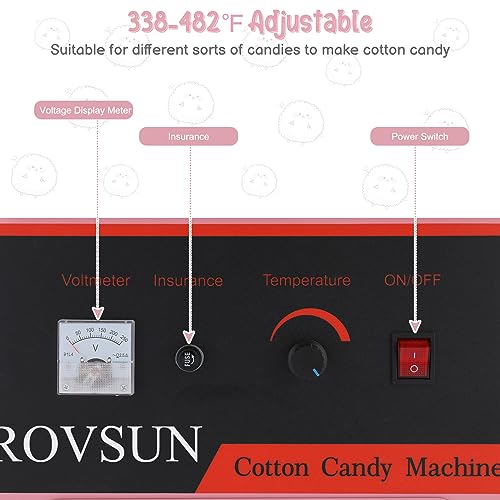 Image of ROVSUN 21 Inch Cotton Candy Machine Commercial, Candy Floss Maker Electric Cotton Candy Maker w /Cart Stainless Steel Bowl, Sugar Scoop and Large Storage Drawer for Home Party Carnival