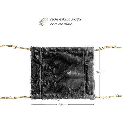 Casa Arranhador Playground Brinquedo Com Rede Poste Sisal Gato – Preto/Cinza