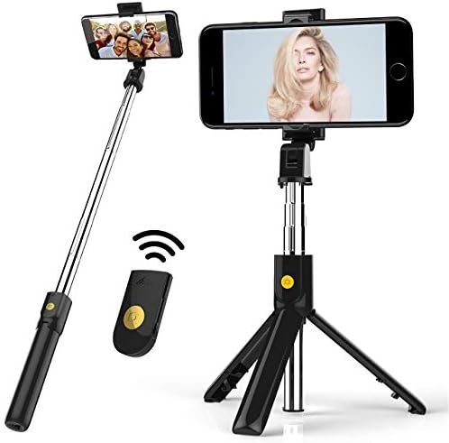 MIZOO Selfie Stick & Tripod Portable and Adjustable Camera Stand Holder Portable All-in-One Professional, Lightweight, Bluetooth Remote for Apple & Android Devices, Non Skid Tripod Feet
