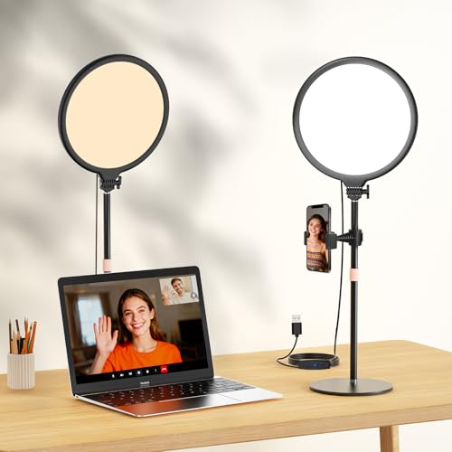 Anneau lumineux de bureau réglable à 10 niveaux pour un éclairage zoom net sur ordinateur