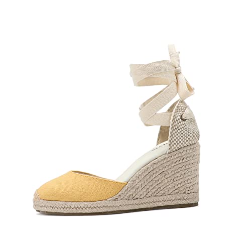 Image of Women's Espadrille Wedge Sandals Closed Toe Lace-Up Shoes
