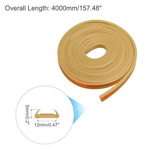 Image of uxcell U Shape Furniture Edge Banding, 4M Self Adhesive Flexible Edging Trim, 5x12mm TPE Edge Guards for Cabinets Furniture Repair Restoration, Beige