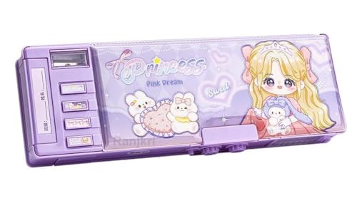 Image of Invite Multifunction Pencil Case for Girls and Boys, Cute Cartoon Pen Box Organizer Stationery, Sharpener, Schedule, Whiteboard, School Supplies, Best Gifts for Kids(Password Lock)