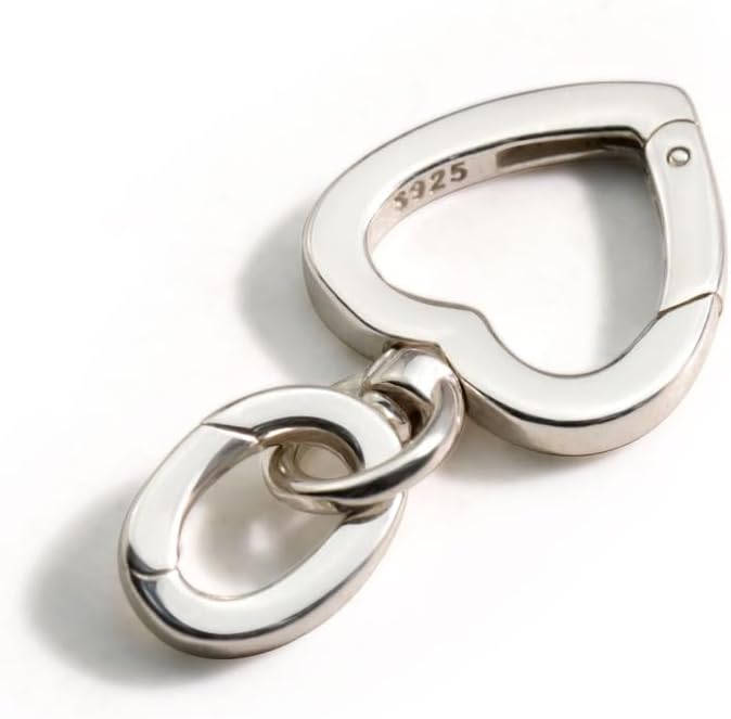 1Pc Sterling Silver Heart Lobster Clasp with Oval Spring Closures Connector Clip Extenders for Necklace Bracelet Jewelry (Silver, S)