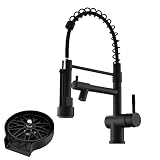 Commercial Faucet with Sprayer, VFAUOSIT Black Kitchen Faucet with Pot Filler Single Handle Lever Pu
