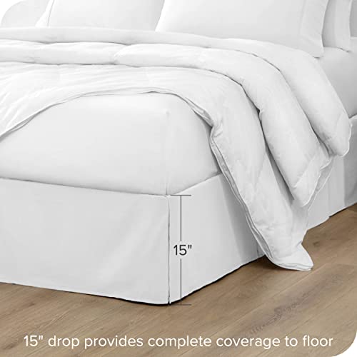 Bare Home Pleated Queen Bed Skirt - 15-Inch Tailored Drop Easy Fit - Bed Skirt For Queen Beds - Center & Corner Pleats (Queen, White) #TOP1