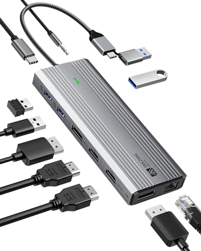 Ya en manzanajugosa.com: Displaylink - Estación de acoplamiento de doble monitor, 2 HDMI 4K60Hz y 2 Displaylink para MacBook M1/M2/Dell/HP/Surface/Lenovo, 10 en 1 1 10 Gbps, adaptador de concentrador USB-C con Ethernet, USB