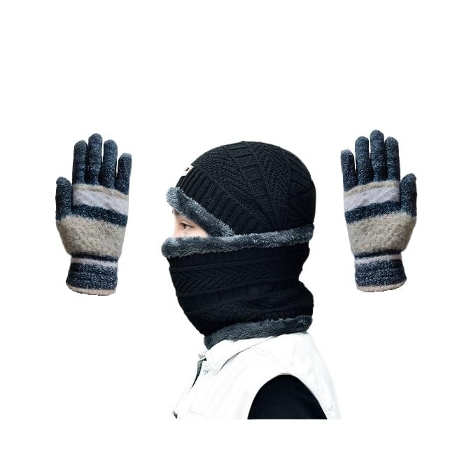 f y v Stylish Winter Knit Hat with Neck Warmer Scarf | Comfortable Cold Weather Cap Set for Adults-picture-12