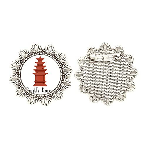 Broche de plata flor joya de solapa mediana, complemento estilo coreano de mujer