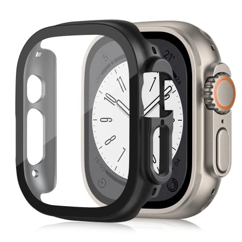 Qianyou Funda Protectora y Película para el Apple Watch 8, PC Funda Rígida Ultrafina con Cristal Templado HD, Resistente a Los Arañazos, Sin Burbujas, para iWatch 49mm Cover