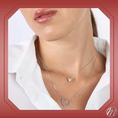 Sterling Silver Floating Solitaire Necklace Pendant for Girls Simulated Birthstone2