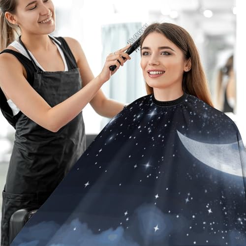 Capa para corte de cabello Nightsky Hanging Moon unisex miniatura 5