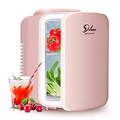 Yssoa 4L Mini Fridge With 12V Dc And 110V Ac Cords, 6 Can Portable Cooler & Warmer Compact Refrigerators For Food, Drinks, Skincare, Office Desk, Pink, Bedroom, Dormitory, Car, Pink #TOP15