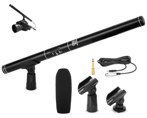 Microfone Direcional, 5V, Interface 3.5mm, Intervalo de Frequência 40-20Hz, Microfone Super Uni Direcional para Entrevista, 5M, Reduz O Ruído E adequado para Câmeras E Telefones Celulares