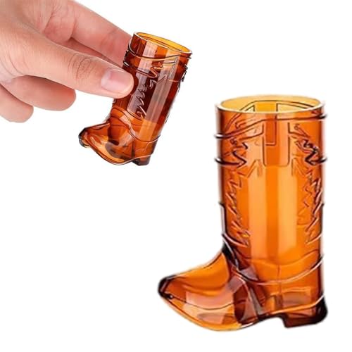 2025 12 Pcs Western Cowboy Boot Shot Glasses, Mini Plastic Boot Shot Glass, Transparent Mini Cups, Reusable Plastic Boot Cups for Cowboy Cowgirl Western Theme Party Supplies (brown)