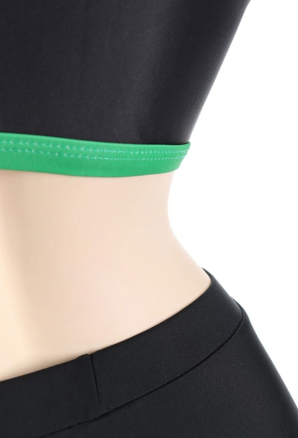 Miraculous Officially Licensed Lady Noir Swimsuit Women Green Print Lace-Up Two-Piece Bikini Set