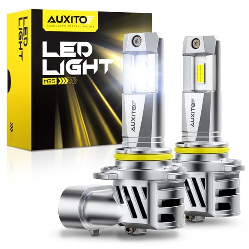 Image of AUXITO 9005 /HB3 Light Bulbs, 50000LM 6500K Cool White, Direct Replacement 9005 /HB3 LED Fog Light Bulbs with Fan, Plug and Play CANbus Ready No Flicker, Pack of 2