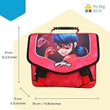 mybagstory Cudowny czerwony tornister dla dziewczynek - dzieci - szkoła - przedszkole - przedszkole - szkoła podstawowa - rozmiar 38 cm - regulowane ramiączka - pomysł na prezent, Miraculous -