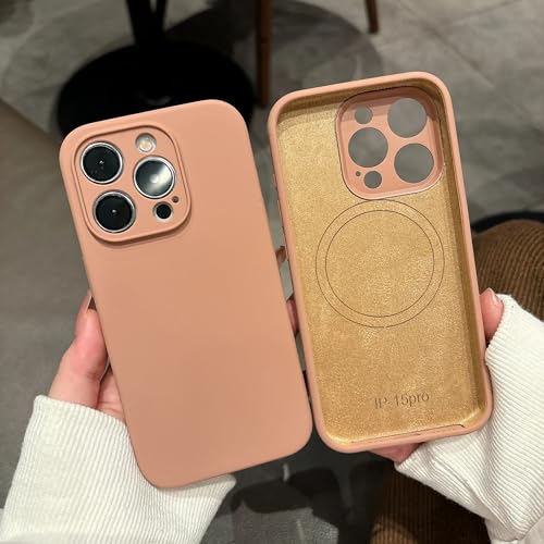 Coque de téléphone silicone liquide de luxe iPhone 16 étui magnétique antichoc souple doré