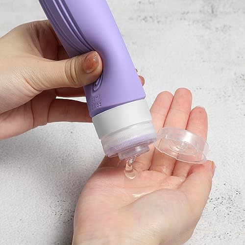 Image of Travel Bottles for Toiletries, 5 Pack TSA Approved Travel Size Containers, 3oz Leak Proof Refillable Travel Accessories for Shampoo Conditioner, BPA Free Travel Bottles with Toiletry Bag