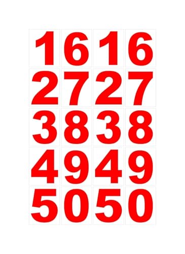 Image of Vinyl (Set 2) Number Wall Glass Vehicle Sticker, 1.5 Inches Red