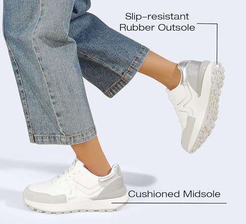 Image of LUCKY STEP Women's Retro Fashion Casual Sneakers Colorblock Platform Classic Trendy Trainning Anti-Slip Tennis Travel Walking Shoes