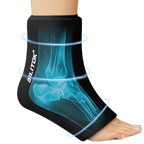 Image of BILITOK Reusable Foot Ankle Ice Pack Wrap for Injuries, Cold Compression Therapy for Achilles Tendonitis, Plantar Fasciitis, Swelling, Sprained, Pain Relief (Black)