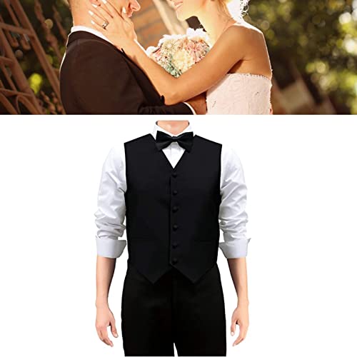 Groomsmen Solid Color Dress Waistcoat with Bowtie Men's Formal Business 6 Buttons Suit Vest for Party Dating Employee (Color : Light Blue, Size : Medium)3