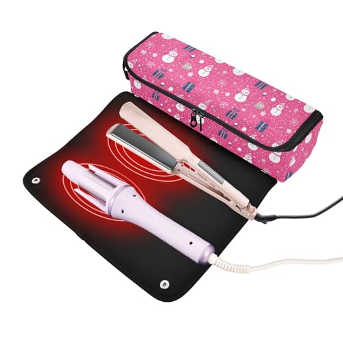 Bolsa de viaje resistente al calor con colchoneta para planchas y rizadores de cabello, organizador portátil miniatura 2