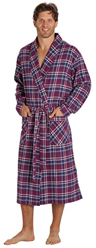 Everdream Mens Flannel Robe, Shawl Collar Lightweight 100% Cotton Bathrobe, Size Xx-Large/Xxx-Large Purple #TOP3