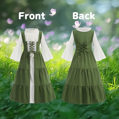 Disfraz Medieval Princesa para Niñas Color Verde miniatura 4